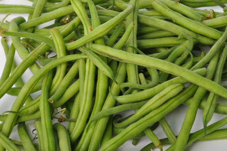 Green beans on a white background