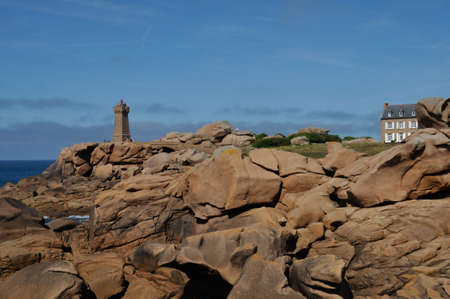 The granit rose coast in ploumanachの写真素材