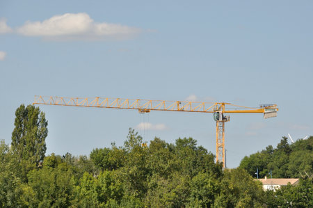 Crane on a construction site in Jonzacのeditorial素材