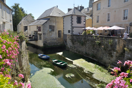 The Aure river in Bayeuxの写真素材