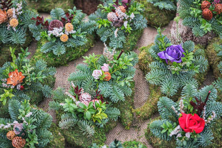 Snitch and wreaths from flowers, All Saints Day conceptの写真素材