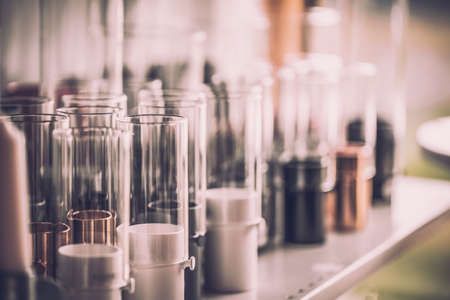 Picture of laboratory test tubes on a rowの写真素材