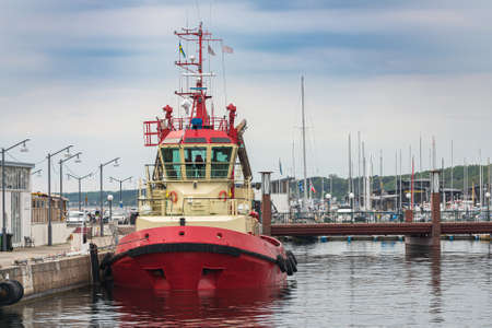 Picture of Military control boat parked in the pier. Protection of state borders from water.の写真素材
