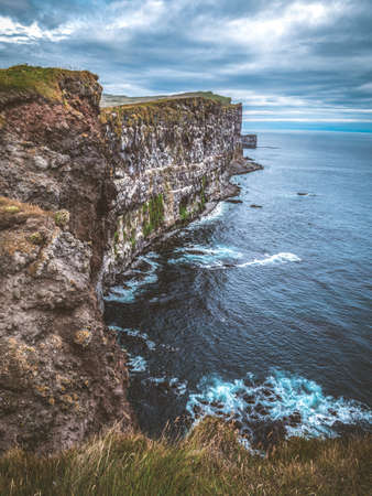 Image of East top of Europe - cliffs on Latrabjarg, Iceland.の写真素材