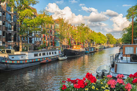 Image of Beautiful views of the streets, ancient buildings, people, embankments of Amsterdam - also call Venice in the North.の写真素材