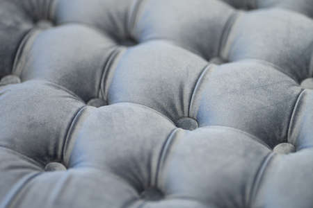 Image of Furniture design, classic interior and royal vintage material concept - gray luxury velour quilted sofa upholstery with buttons, elegant home decor texture and backgroundの写真素材