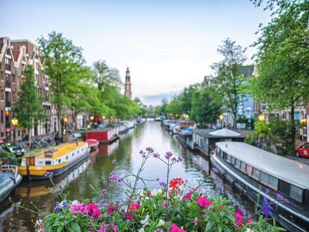 Amsterdam in the summer. beautiful authentic ancient city on the North Sea coastのeditorial素材