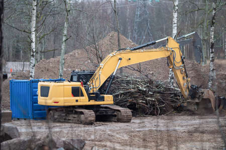 Image of excavator working on a construction siteの写真素材