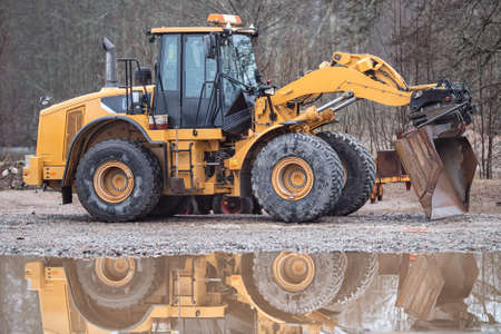 Picture of excavator working on a construction siteの写真素材