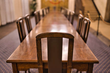 Conference table and chairs in meeting roomの写真素材