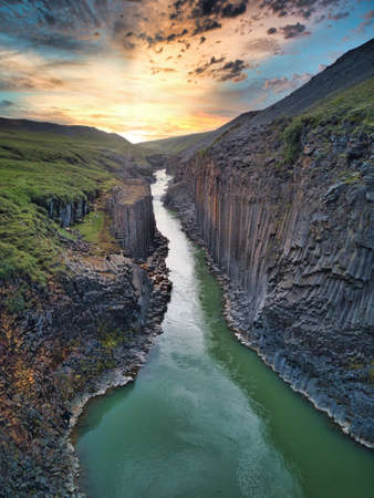 Picture of Studlagil basalt canyon, Iceland. One of the most wonderfull nature sightseeing in...