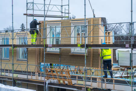 Construction site of modern two floor apartment house