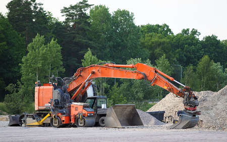Machines and other equipment on the construction siteの写真素材