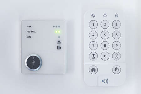 Home security panel keypad and air conditioning panelの写真素材