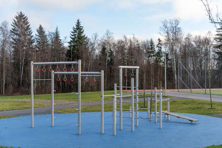 Gymnastic rings on the playground in the park