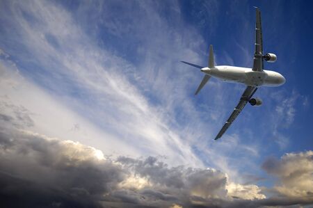 Plane is escaping from bad weather