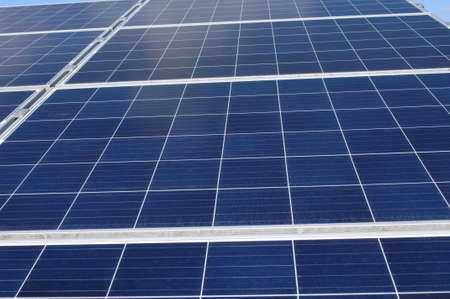 Rows of solar panels producing green energy