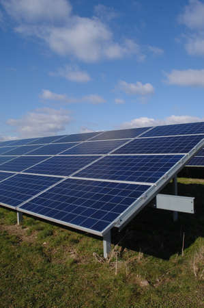 Rows of solar panels producing green energy