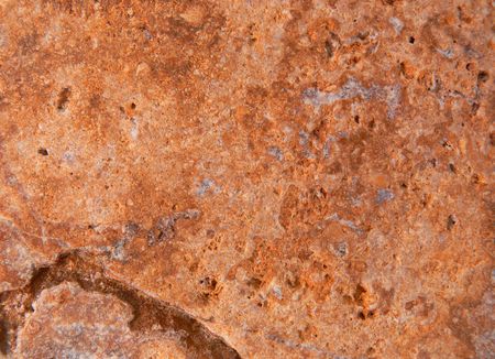 A closeup/macro photograph showing the texture of a honey colored travertine limestone tile.