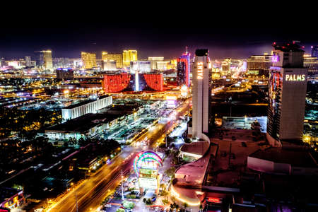 Las Vegas city skyscrapers at nightのeditorial素材
