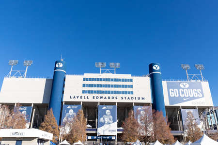 Provo, UT, USA: Lavell Edwards Stadium on the campus of Brigham Young University, primarily used for...
