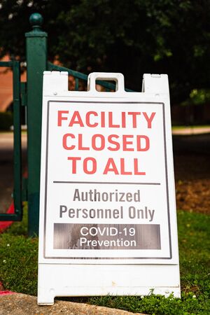 Due to COVID-19, Facility Closed sign