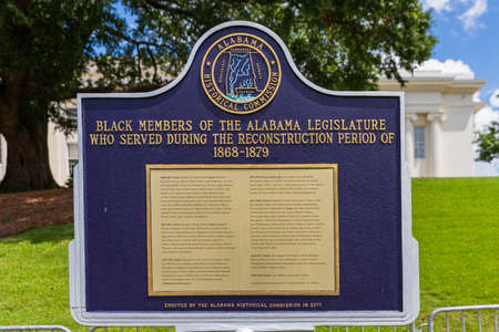 Montgomery, AL / USA - August 27, 2020: Historical Marker for the Black Members of the Alabama Legislature who served during the Reconstruction Period of 1868-1879のeditorial素材