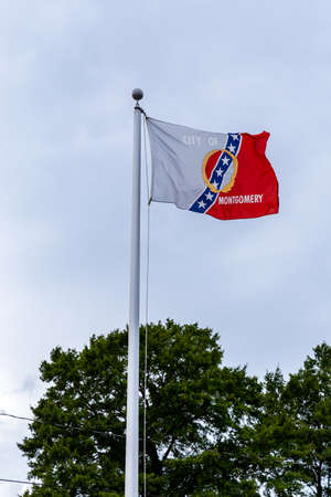 Montgomery, AL / USA - August 27, 2020: City of Montgomery flag waving in the windのeditorial素材