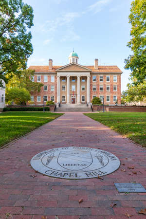 Chapel Hill, NC / USA - October 21, 2020: The University of North Carolina Chapel Hill Seal in brick walk way leading to The South Buildingのeditorial素材