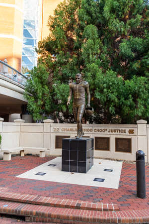 Chapel Hill, NC / USA - October 23, 2020: Charlie Choo Choo Justice Statue on the campus of the University of North Carolinaのeditorial素材