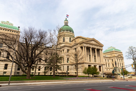 Indianapolis, IN - April 4, 2021: Indiana State Capitol building in Indianapolis, IN