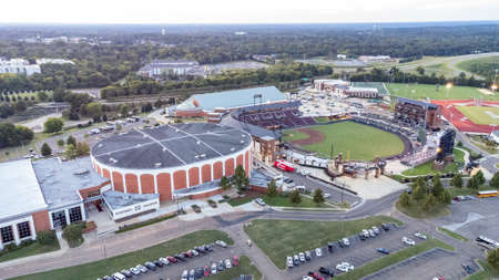 Starkville, MS - September 24, 2021: Dudy Noble Field and the Humphrey Coliseum on the Mississippi State University Campusのeditorial素材