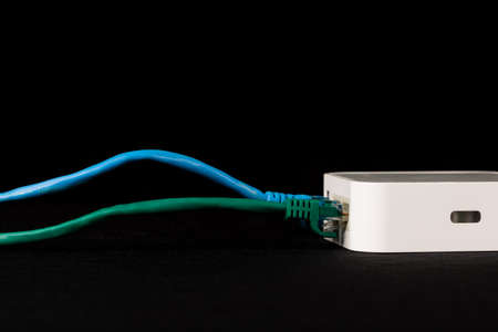 Network Cables plugged into internet device