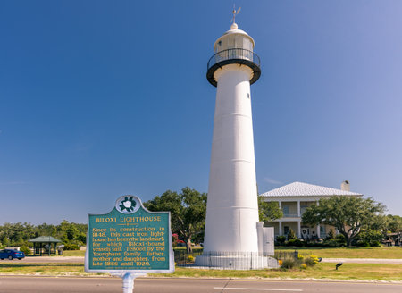 Biloxi, MS - June 2022: The Biloxi Lighthouse, built in 1848.のeditorial素材
