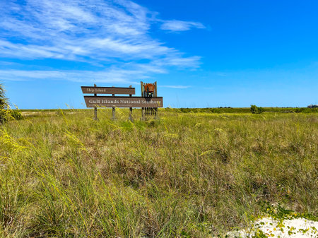 Ship Island, MS - June 2022: Ship Island is part of the Gulf Islands National Seashore, a part of the National Park Serviceのeditorial素材