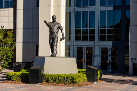 Tallahassee, FL - March 2023: Coach Bobby Bowden statue in front of Doak Campbell Stadium, home of...
