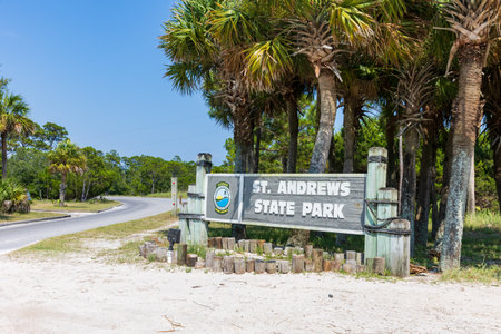 Panama City, FL - June 27, 2023: St. Andrews State Park entrance signのeditorial素材
