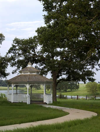 Gazebo under blue skyの写真素材
