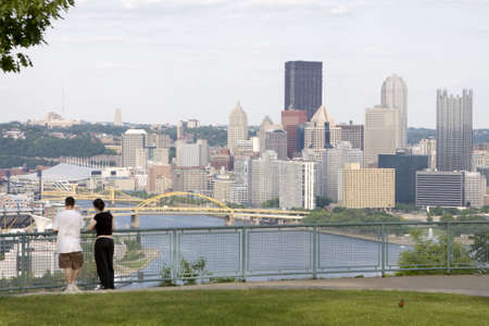 Young Couple Overlooking Cityの写真素材