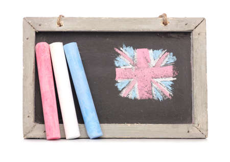 Chalkboard and chalk studio cutoutの写真素材