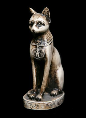 Bastet Egyptian cat goddess statue in studioの写真素材