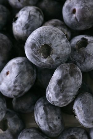 Close up of pile of blueberry fruit