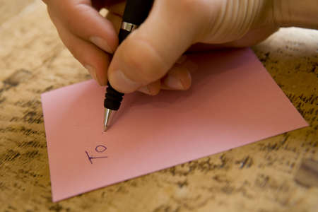 Writing a message close-up portrait