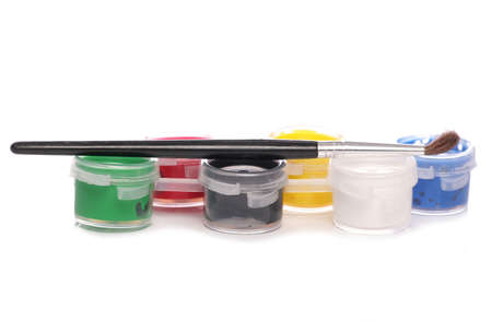 Paints and paint brush studio cutoutの写真素材