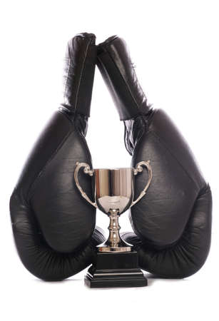 boxing gloves and trophy studio cutoutの写真素材