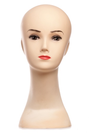 mannequin head isolated on white backgroundの写真素材