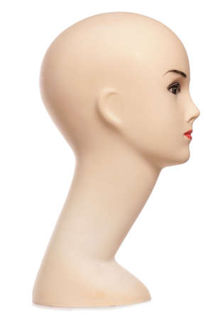 mannequin head isolated on white backgroundの写真素材