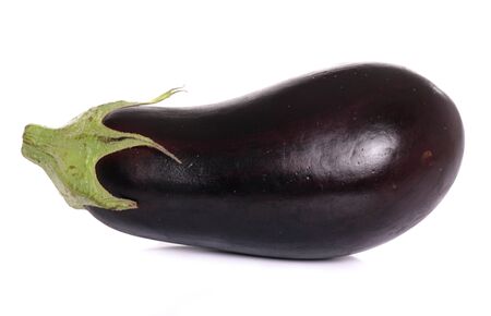 Whole aubergine on a white backgroundの写真素材