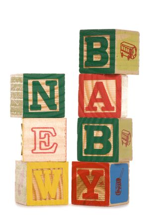 New baby wooden blocks studio cutoutの写真素材
