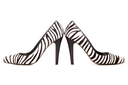 Zebra pattern high heel shoes studio cutoutの写真素材